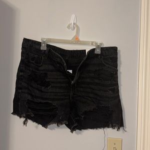 AE Ripped Black Jean Shorts